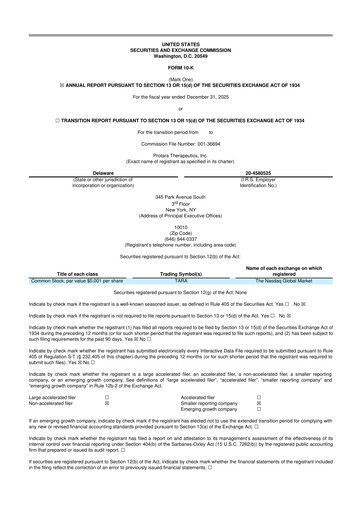 Miniature Protara Therapeutics 10-K Rapport annuel 2025