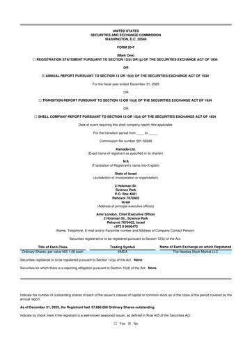 Thumbnail Kamada
 20-F Annual Report 2025