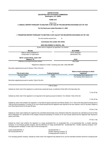 Thumbnail New Era Energy & Digital 10-K Annual Report 2025