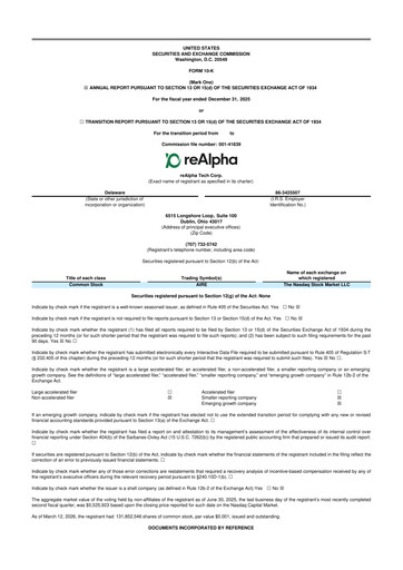 Thumbnail reAlpha Tech 10-K Annual Report 2025