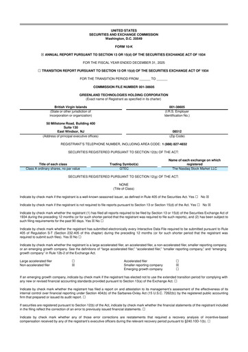 Thumbnail Greenland Technologies 10-K Annual Report 2025