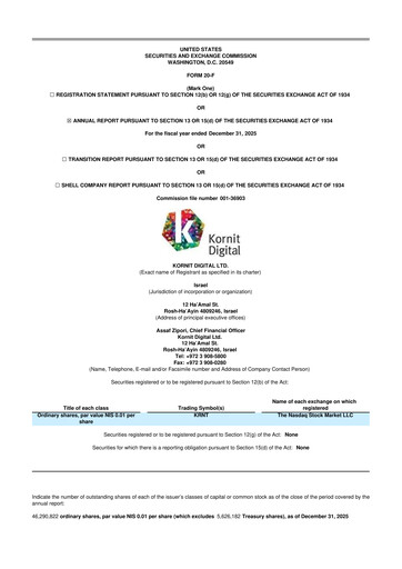 Thumbnail Kornit Digital 20-F Annual Report 2025