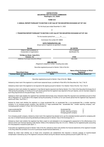 Thumbnail Hoth Therapeutics 10-K Annual Report 2025