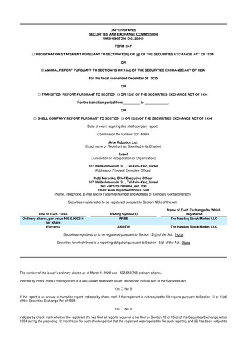 Thumbnail Arbe Robotics 20-F Annual Report 2025