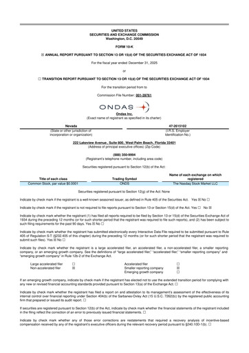 Thumbnail Ondas Holdings 10-K Annual Report 2025