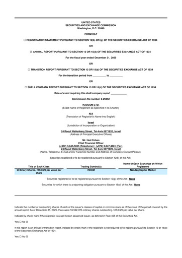 Thumbnail RADCOM 20-F Annual Report 2025