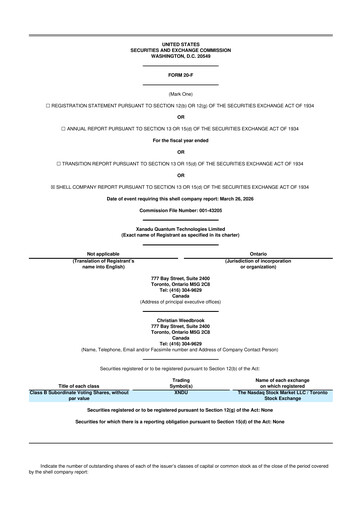 Thumbnail Xanadu Quantum Technologies Limited 20-F Annual Report 