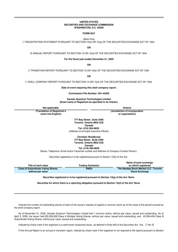 Thumbnail Xanadu Quantum Technologies Limited 20-F Annual Report 