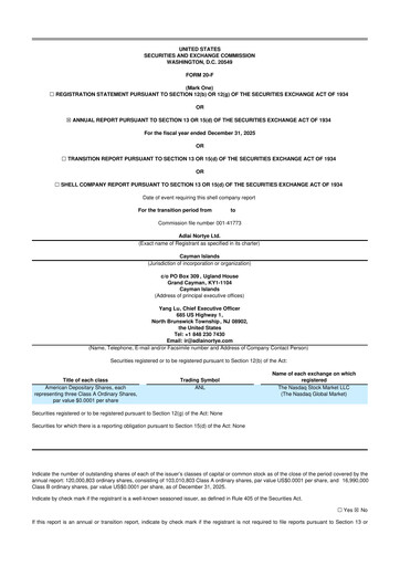 Vorschaubild Adlai Nortye 20-F Jahresbericht 