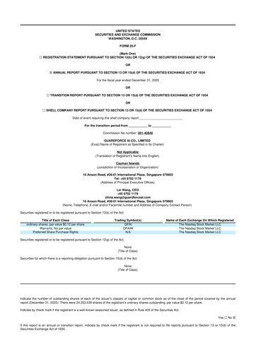 Thumbnail Guardforce AI 20-F Annual Report 