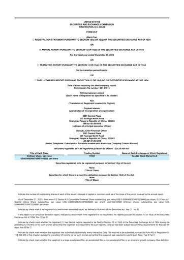 Thumbnail TH International (Tims China) 20-F Annual Report 