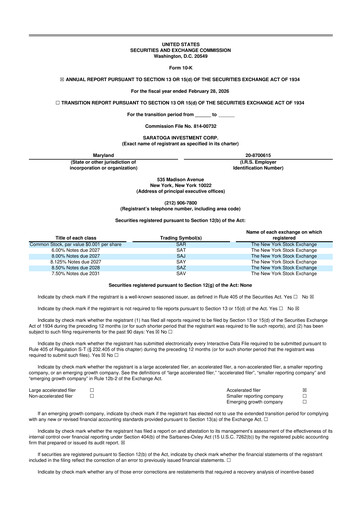 Thumbnail Saratoga Investment 10-K Annual Report 