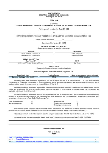 Thumbnail Actinium Pharmaceuticals 10-Q Quarterly Report FY 