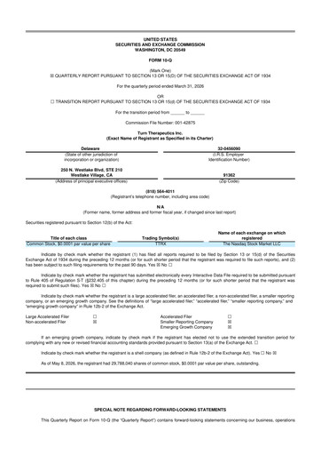 Thumbnail Turn Therapeutics 10-Q Quarterly Report FY 