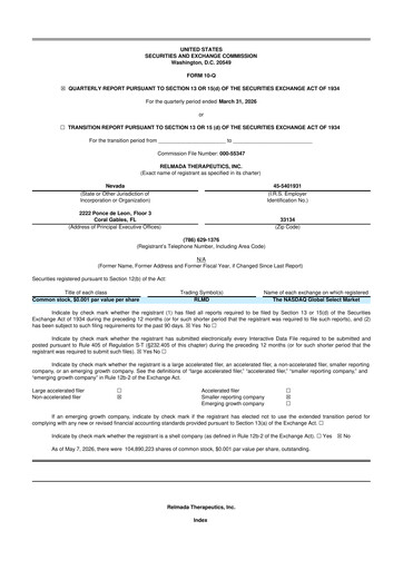 Thumbnail Relmada Therapeutics 10-Q Quarterly Report FY 