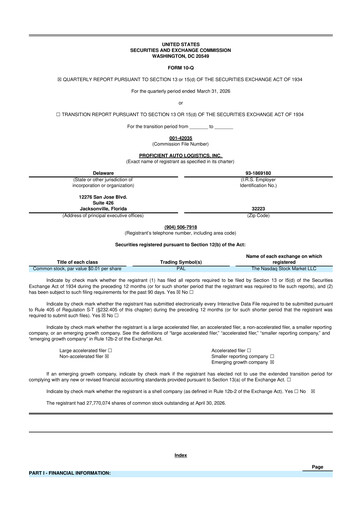 Vorschaubild Proficient Auto Logistics 10-Q Quartalsbericht  