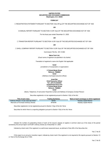 Vorschaubild Maris Tech 20-F Jahresbericht 2025