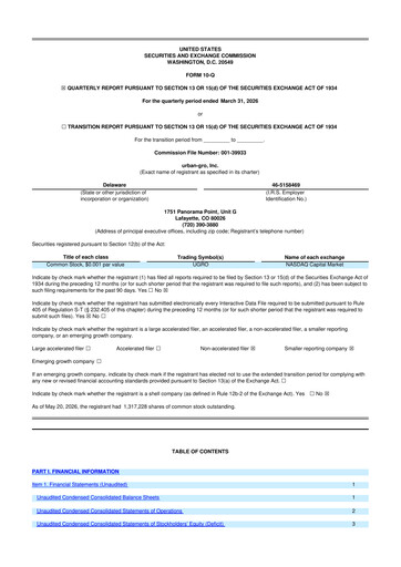Thumbnail Urban-gro
 10-Q Quarterly Report FY 