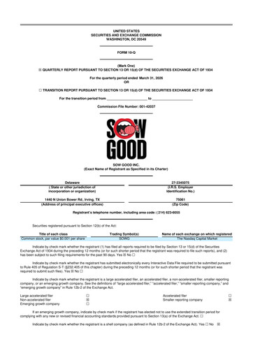 Vorschaubild Sow Good 10-Q Quartalsbericht  