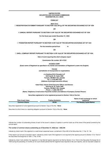 Miniature Akanda 20-F Rapport annuel 2025