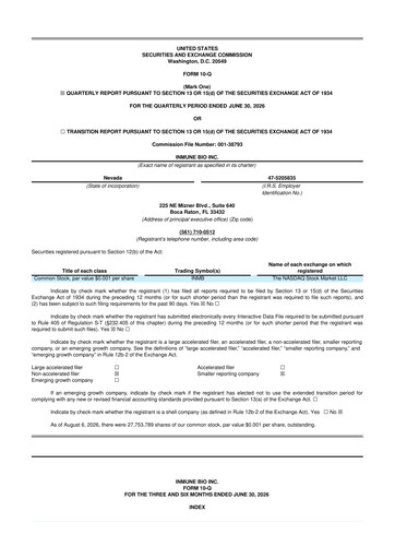 Thumbnail INmune Bio 10-Q Quarterly Report FY2026 