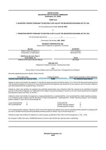 Vorschaubild Relmada Therapeutics 10-Q Quartalsbericht 2026 