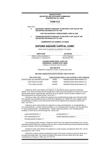 Thumbnail Oxford Square Capital
 10-Q Quarterly Report FY2026 