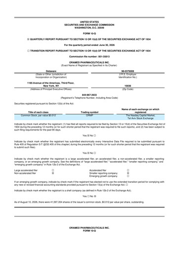 Vorschaubild Oramed Pharmaceuticals 10-Q Quartalsbericht 2026 