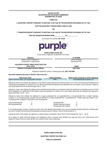 Vorschaubild Purple Innovation
 10-Q Quartalsbericht 2026 