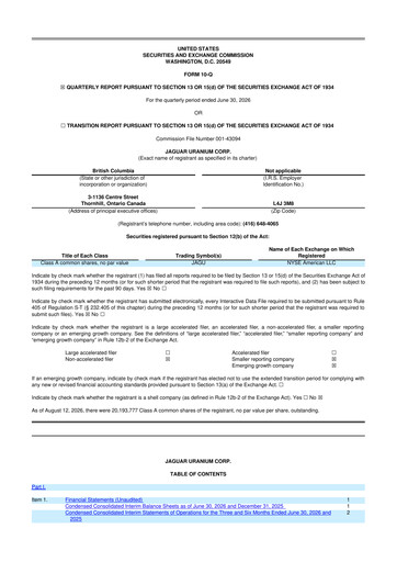 Vorschaubild Jaguar Uranium 10-Q Quartalsbericht 2026 