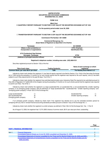 Thumbnail Commercial Bancgroup 10-Q Quarterly Report FY2026 