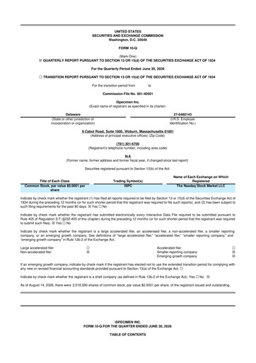 Thumbnail iSpecimen 10-Q Quarterly Report FY2026 
