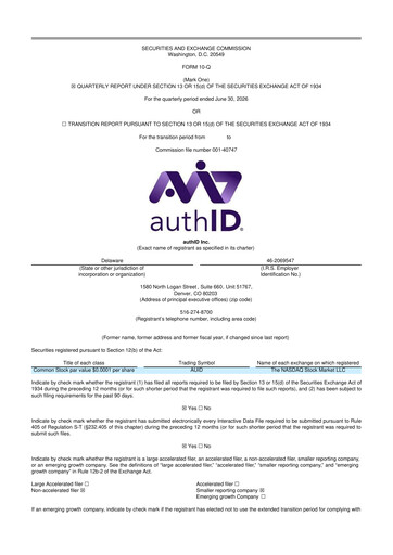 Vorschaubild authID 10-Q Quartalsbericht 2026 