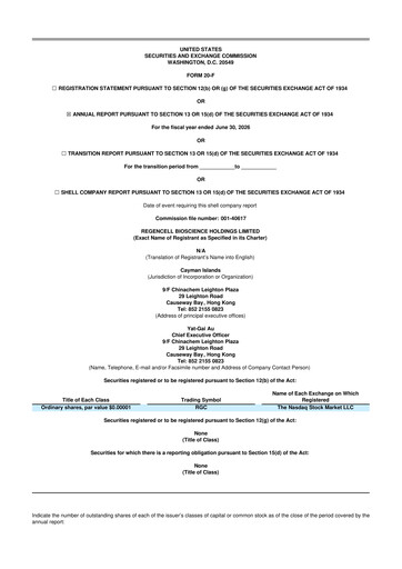 Thumbnail Regencell Bioscience 20-F Annual Report 2026