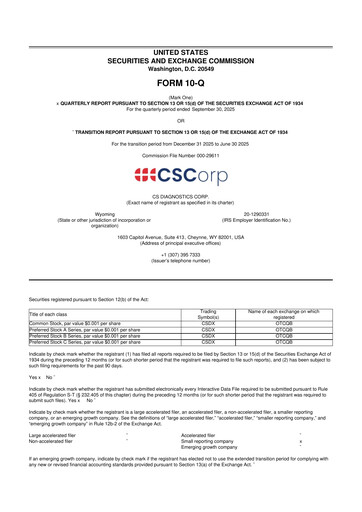 Miniature CS Diagnostics 10-Q Rapport trimestriel 2025 