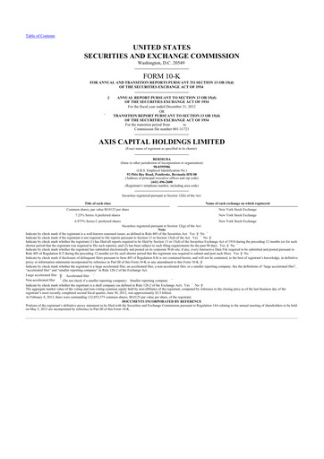 Miniature AXIS Capital
 10-K Rapport annuel 2012