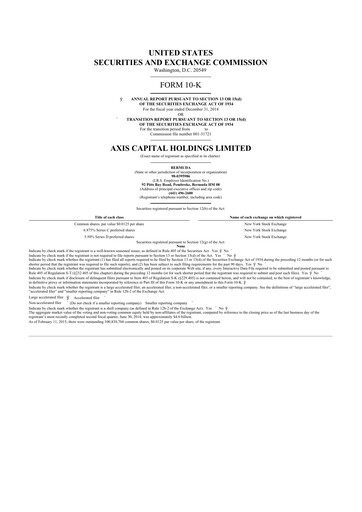 Miniature AXIS Capital
 10-K Rapport annuel 2014