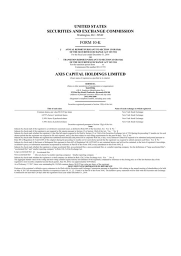 Miniature AXIS Capital
 10-K Rapport annuel 2016