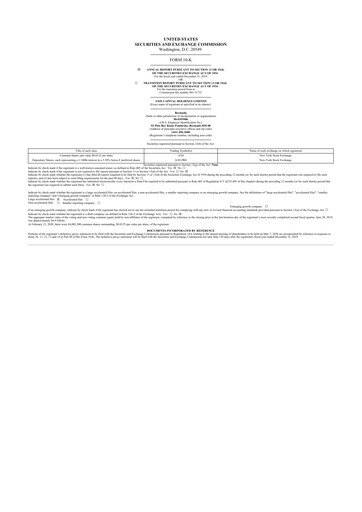 Miniature AXIS Capital
 10-K Rapport annuel 2019