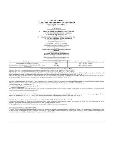 Miniature AXIS Capital
 10-K Rapport annuel 2020