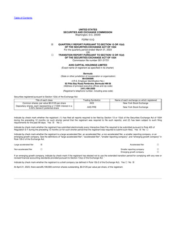 Miniature AXIS Capital
 10-Q Rapport trimestriel 2023 