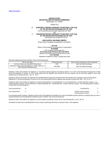 Miniature AXIS Capital
 10-Q Rapport trimestriel 2024 