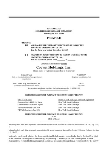 Thumbnail Crown Holdings
 10-K Annual Report 