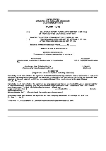 Thumbnail Crown Holdings
 10-Q Quarterly Report FY 
