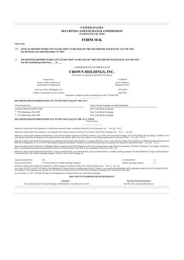 Thumbnail Crown Holdings
 10-K Annual Report 2012