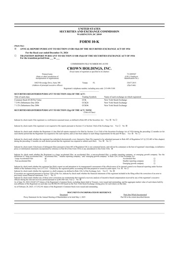 Thumbnail Crown Holdings
 10-K Annual Report 2024