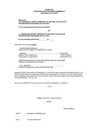 Thumbnail Gibraltar Industries
 10-Q Quarterly Report FY 