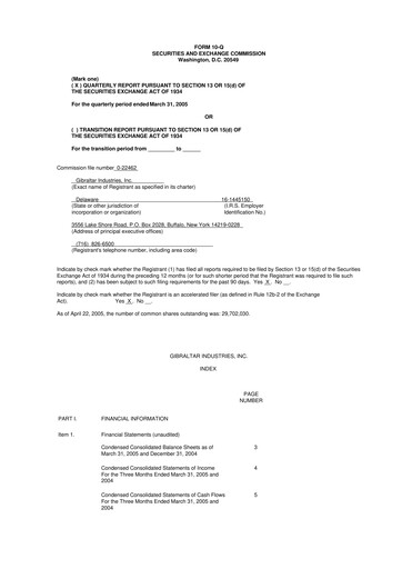 Thumbnail Gibraltar Industries
 10-Q Quarterly Report FY 