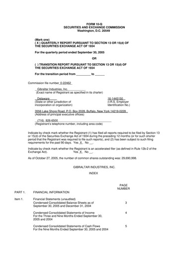 Thumbnail Gibraltar Industries
 10-Q Quarterly Report FY 