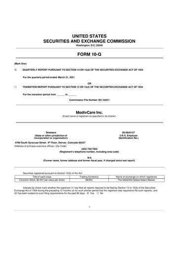 Thumbnail ModivCare 10-Q Quarterly Report FY2021 